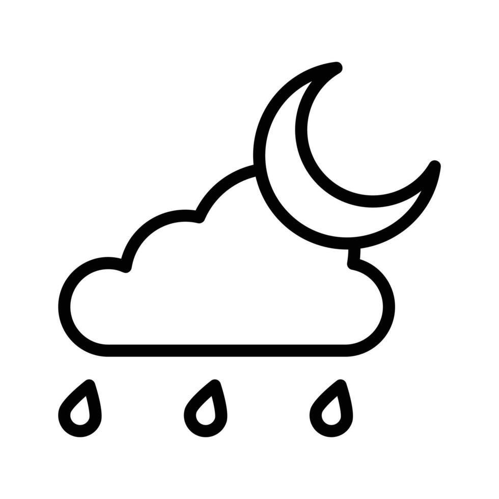 A crescent moon with rain droplets for rainy nighttime weather,. vector