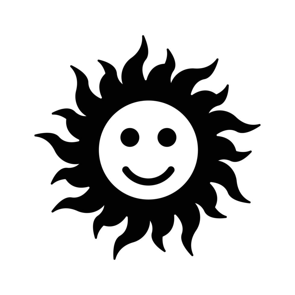A cheerful sun icon representing sunny and clear skies,.. vector