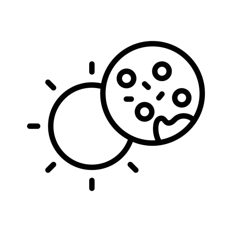 A simple, stylized icon of the sun and moon during a solar eclipse,. vector