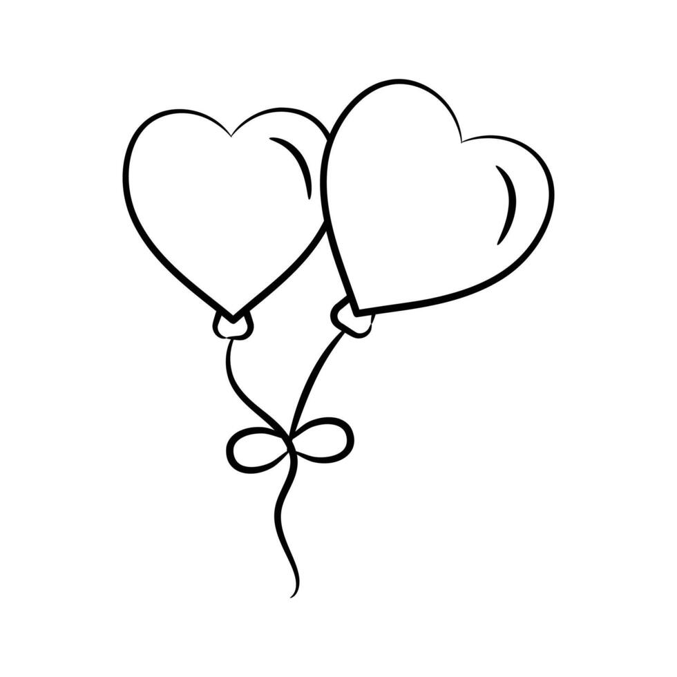 Get this handy drawing style icon of heart balloons vector