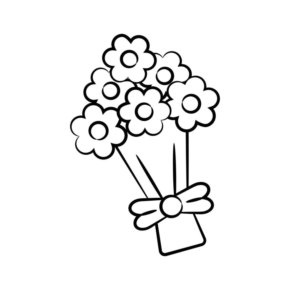 Visually appealing hand drawn icon showing flower bouquet vector