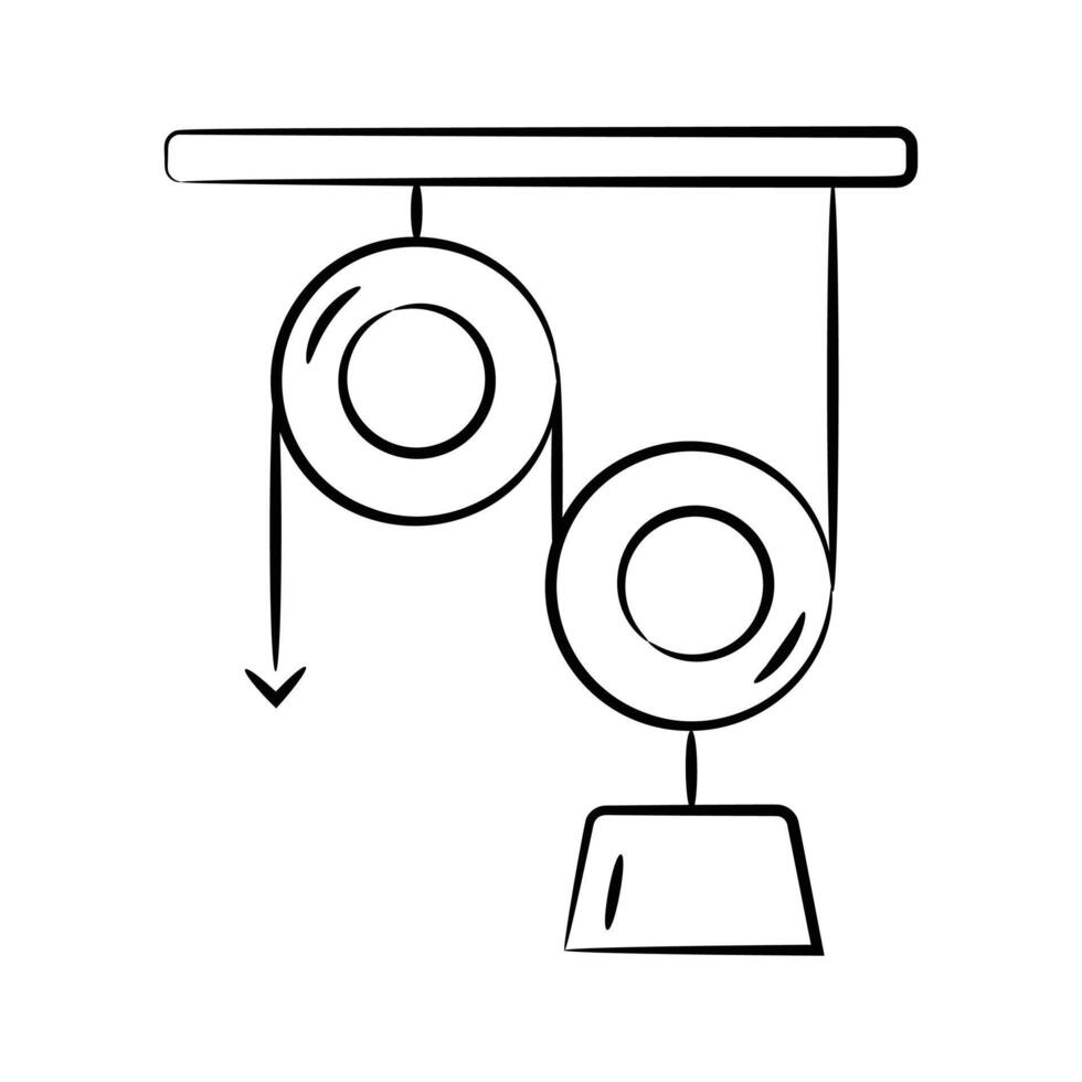 Catch a sight of this trendy pulley system hand drawn icon vector