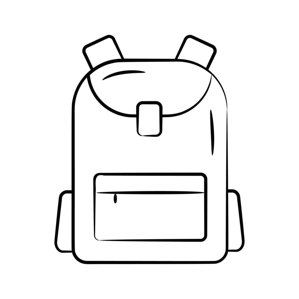 A modern drawing style icon showing school backpack vector