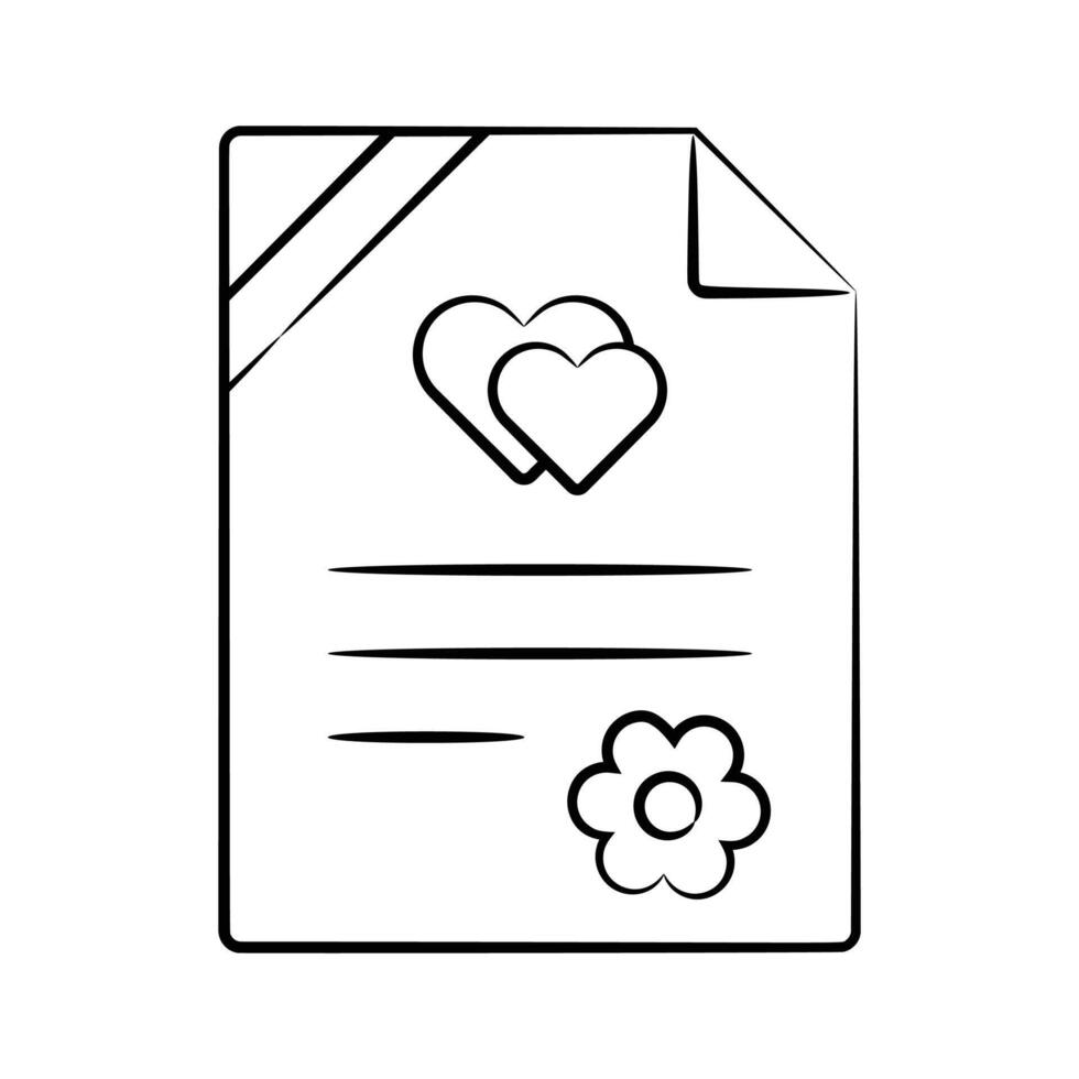 Ready to use doodle icon of marriage contract vector