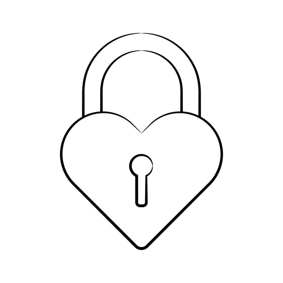 A visually engaging hand drawn icon of heart lock vector