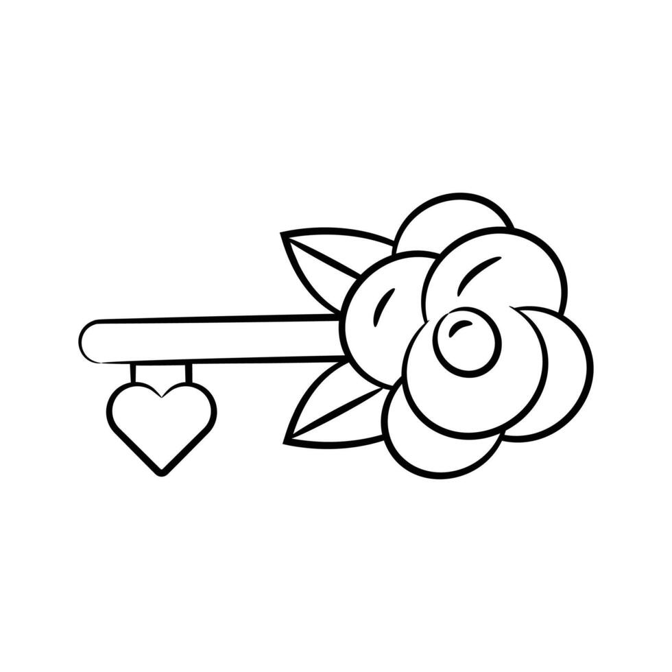 Check this amazing hand drawn icon of love key with a flower on it vector