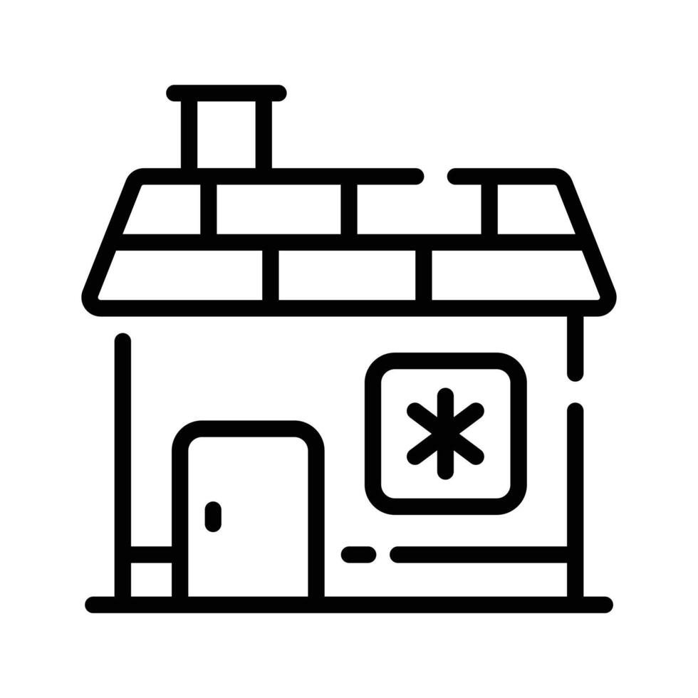 A customizable outline style icon of showing clinic building vector
