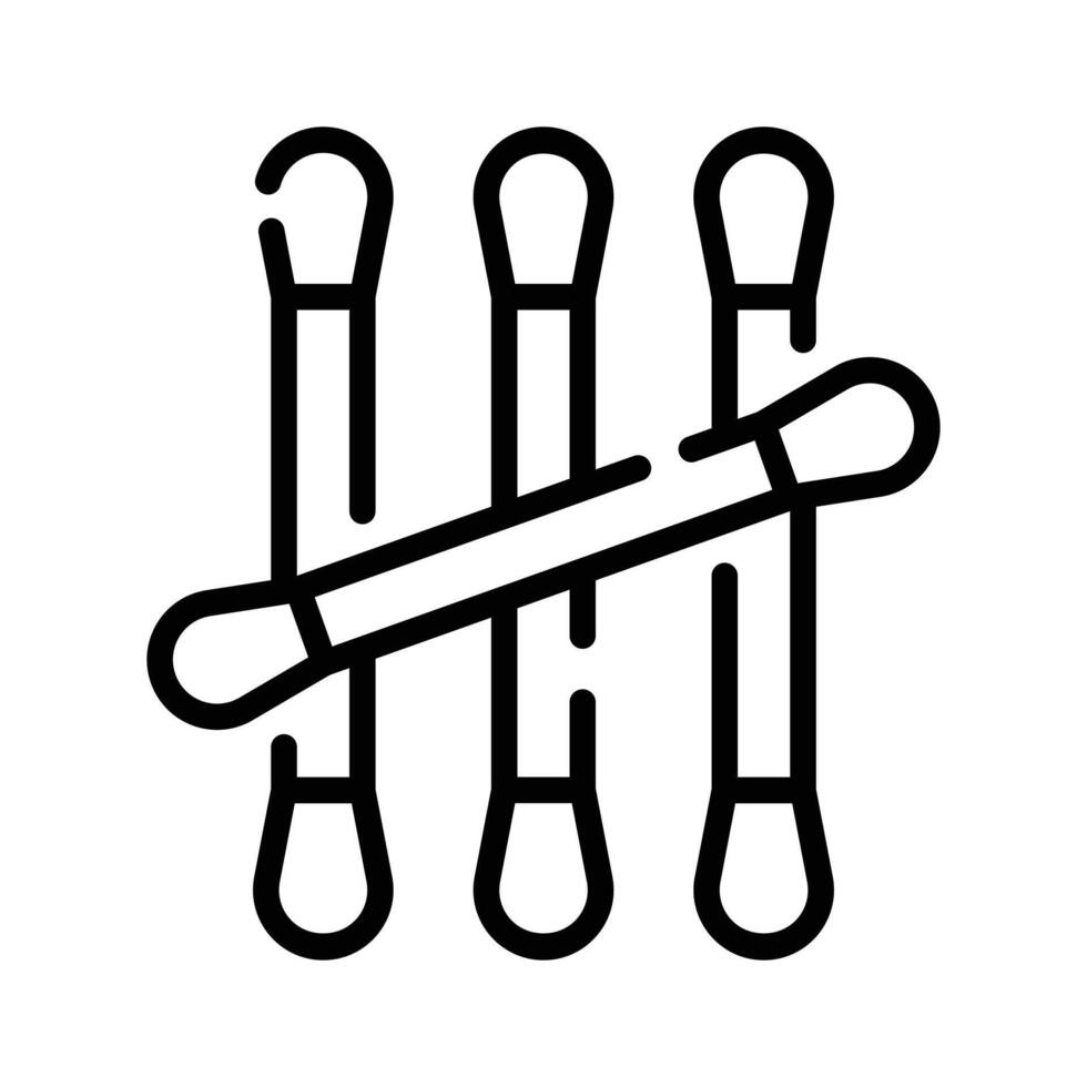 An easy to edit line icon showing medicated cotton swabs vector