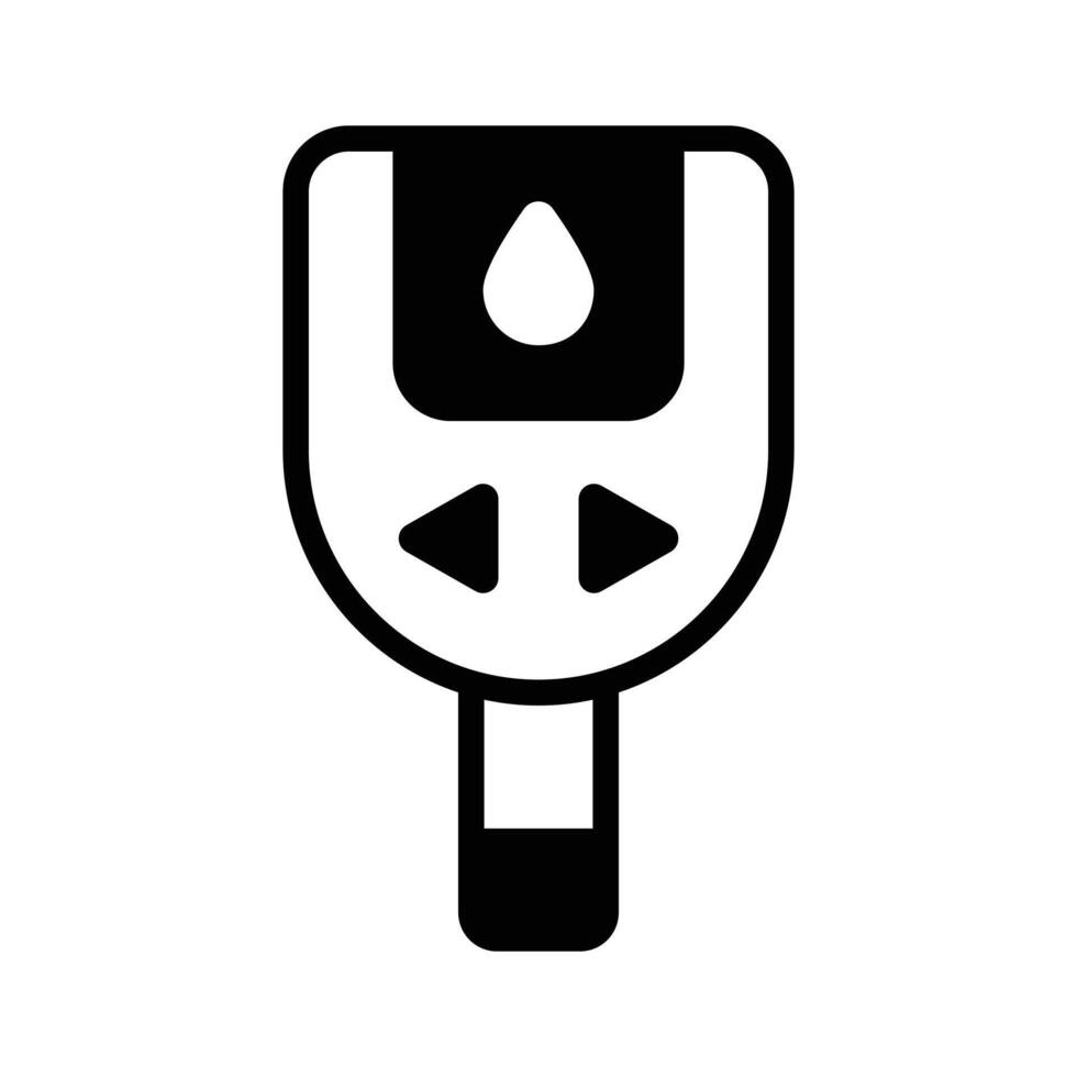A well crafted glyph style icon showing glucometer device. vector