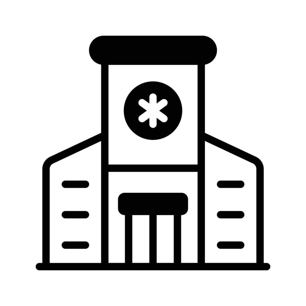 Here is a glyph style icon showing hospital building. vector
