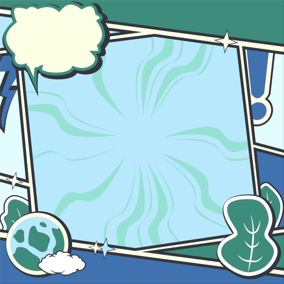 eco-friendly elements such as leaves, the Earth, clouds, and a lightning bolt vector