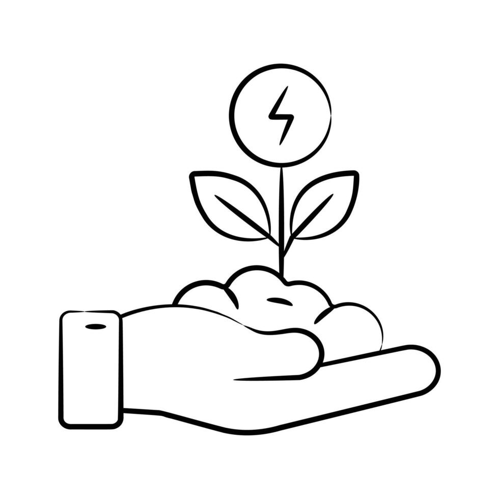 Latest hand drawn style icon depicting eco energy source concept vector