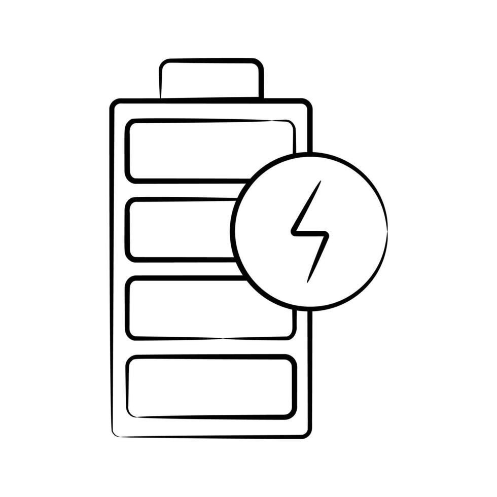 Get this amazing hand drawn icon of charger battery with a bolt vector