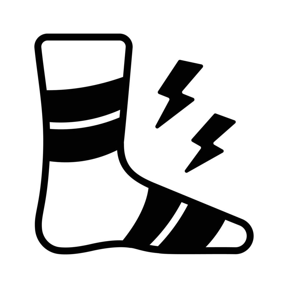 Download our premium glyph icon of foot pain. vector