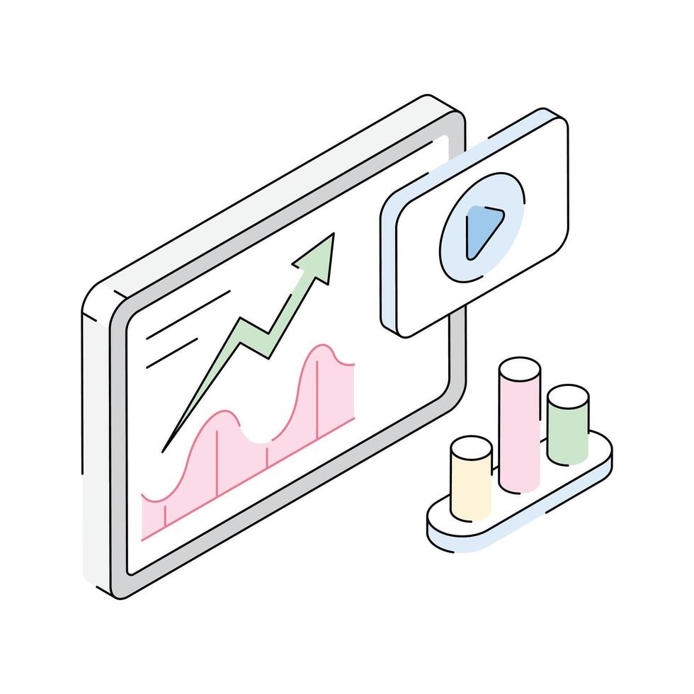 An amazing isometric icon of analytics dashboard vector