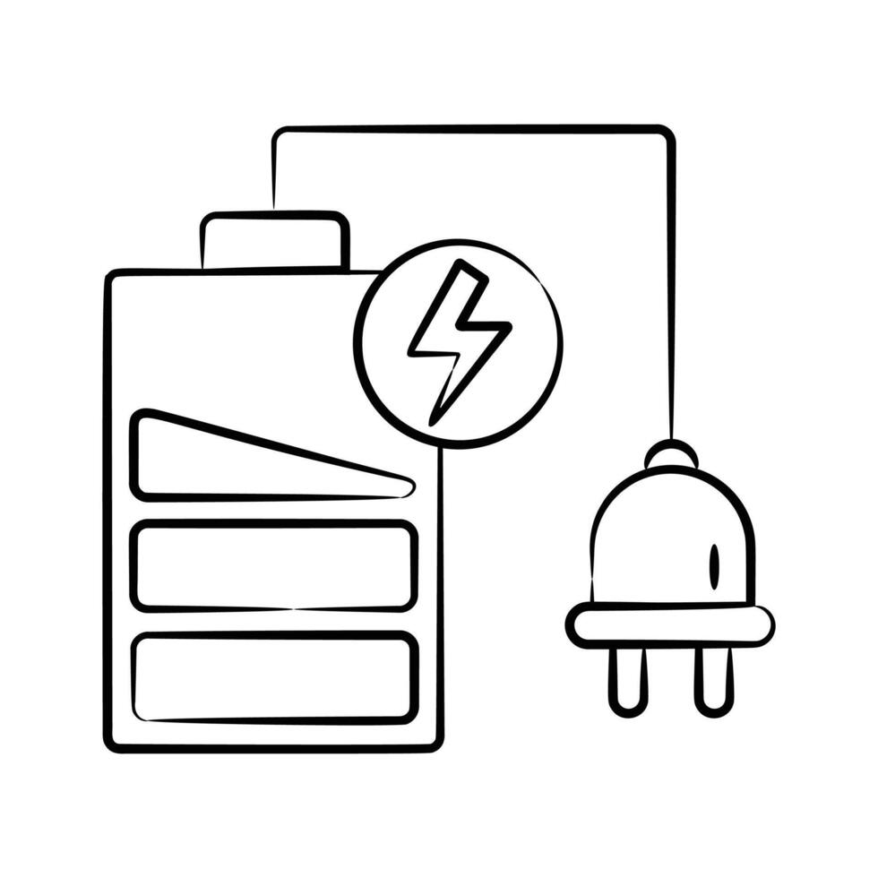 Modern hand drawn style icon showing battery charging cell vector