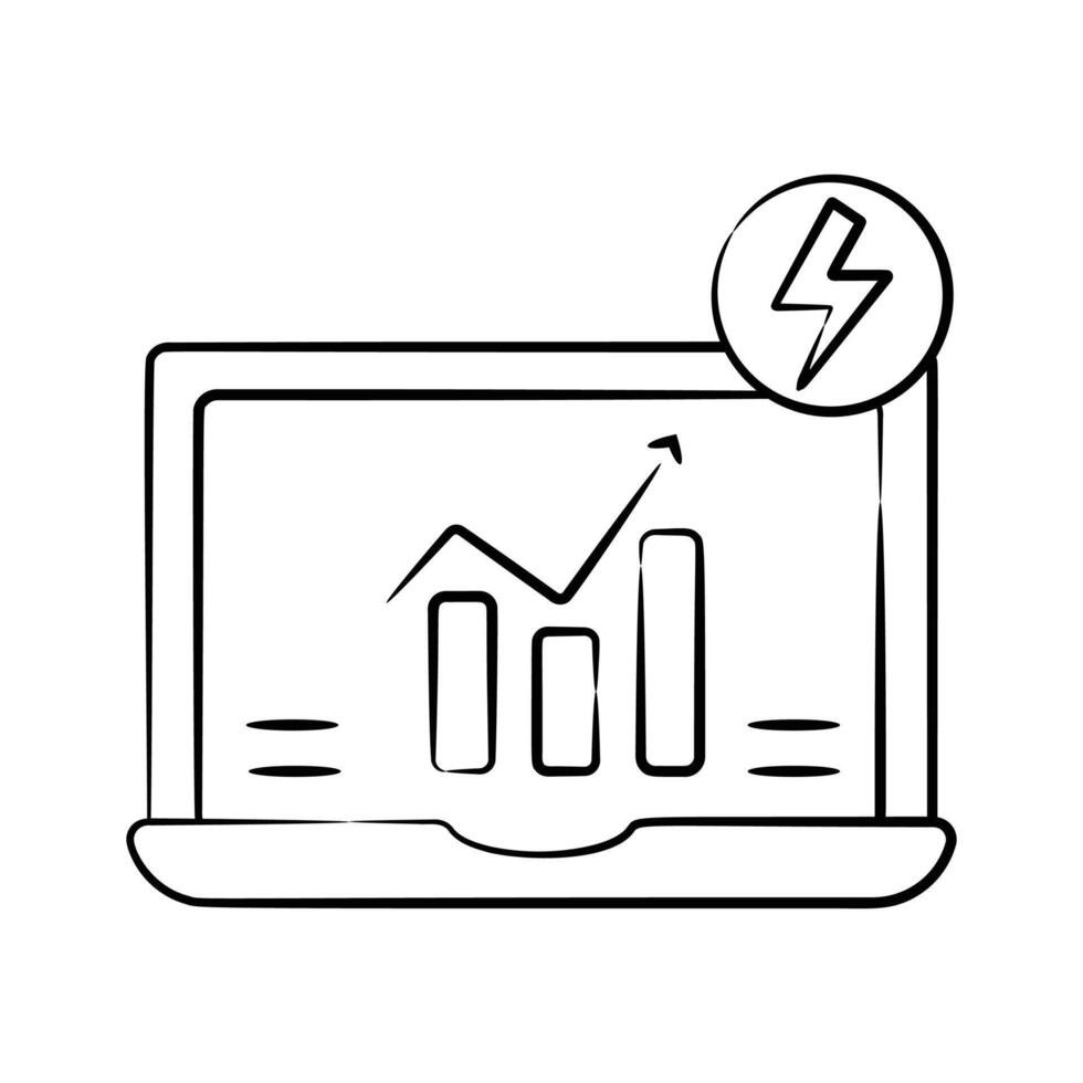 A hand drawn style icon showing power monitoring chart vector