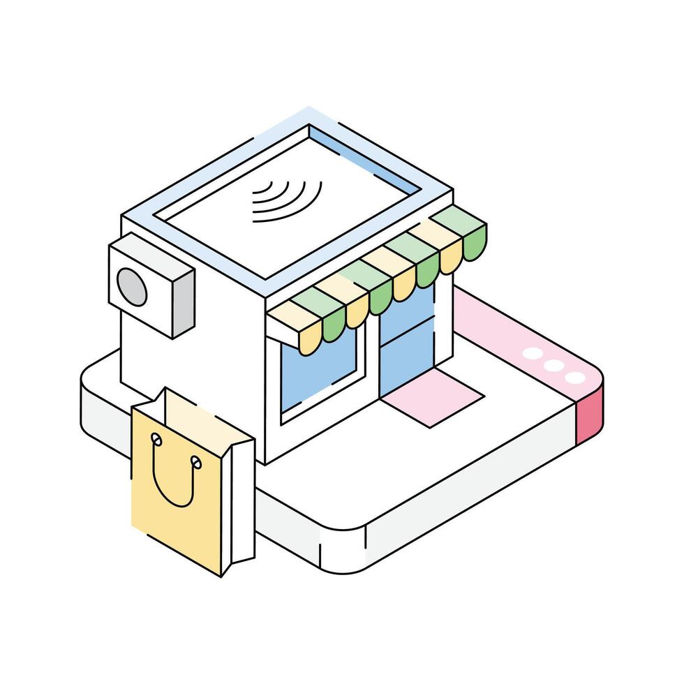 Get this isometric style icon of smart shop vector