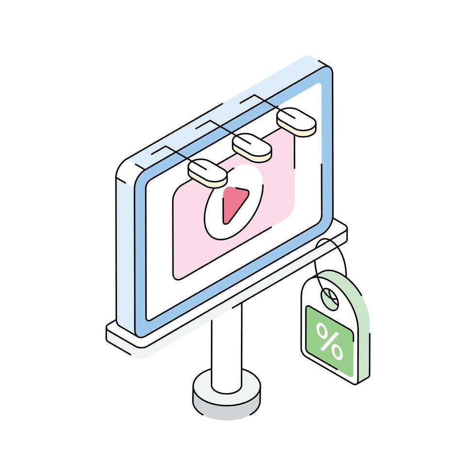 An eye-catching isometric icon of billboard ad vector