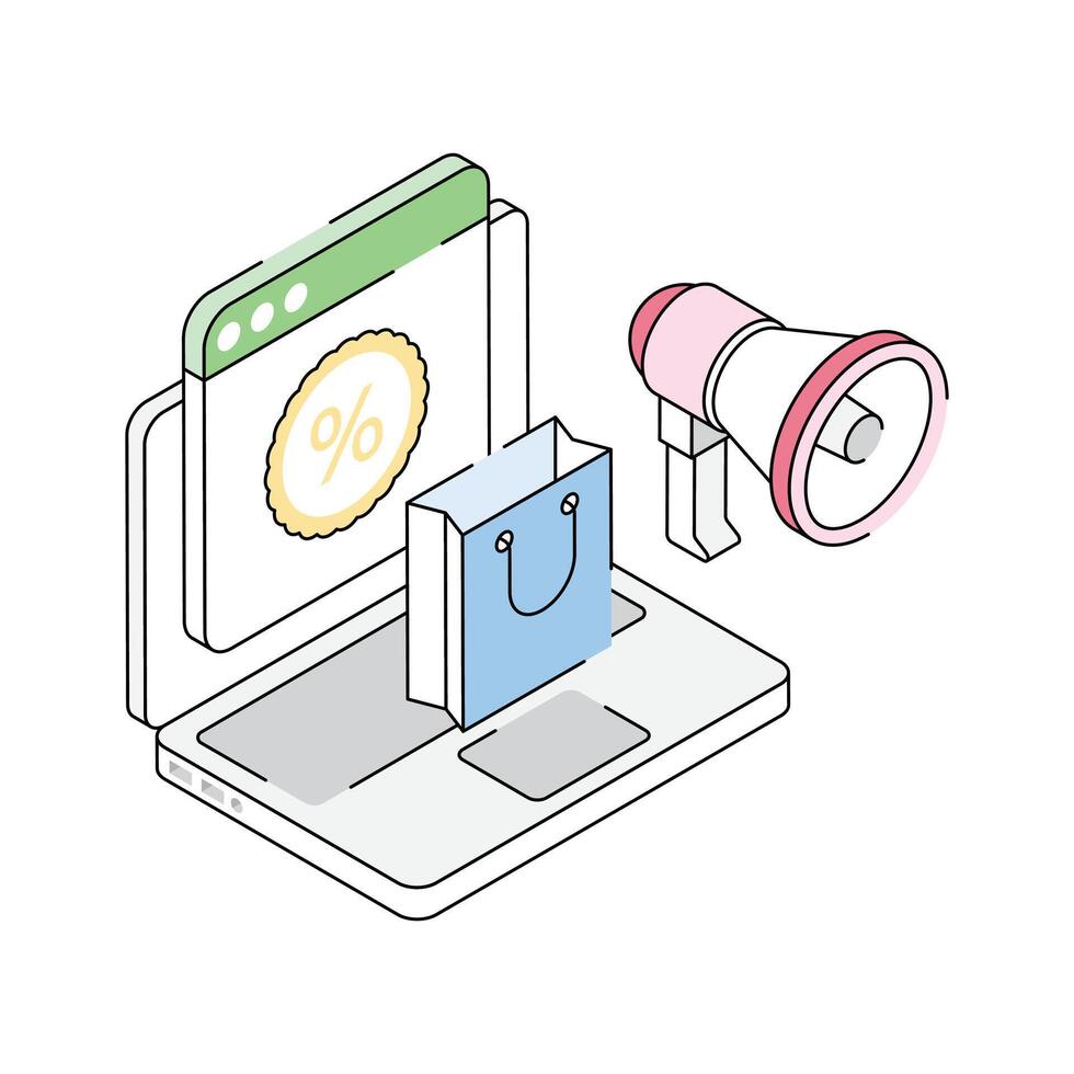 A trendy isometric icon of sale promotion ad vector
