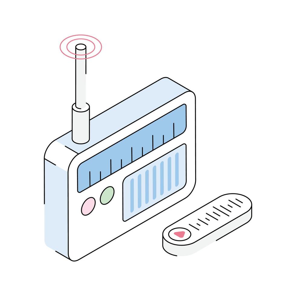 A stylish isometric outline icon of radio marketing vector