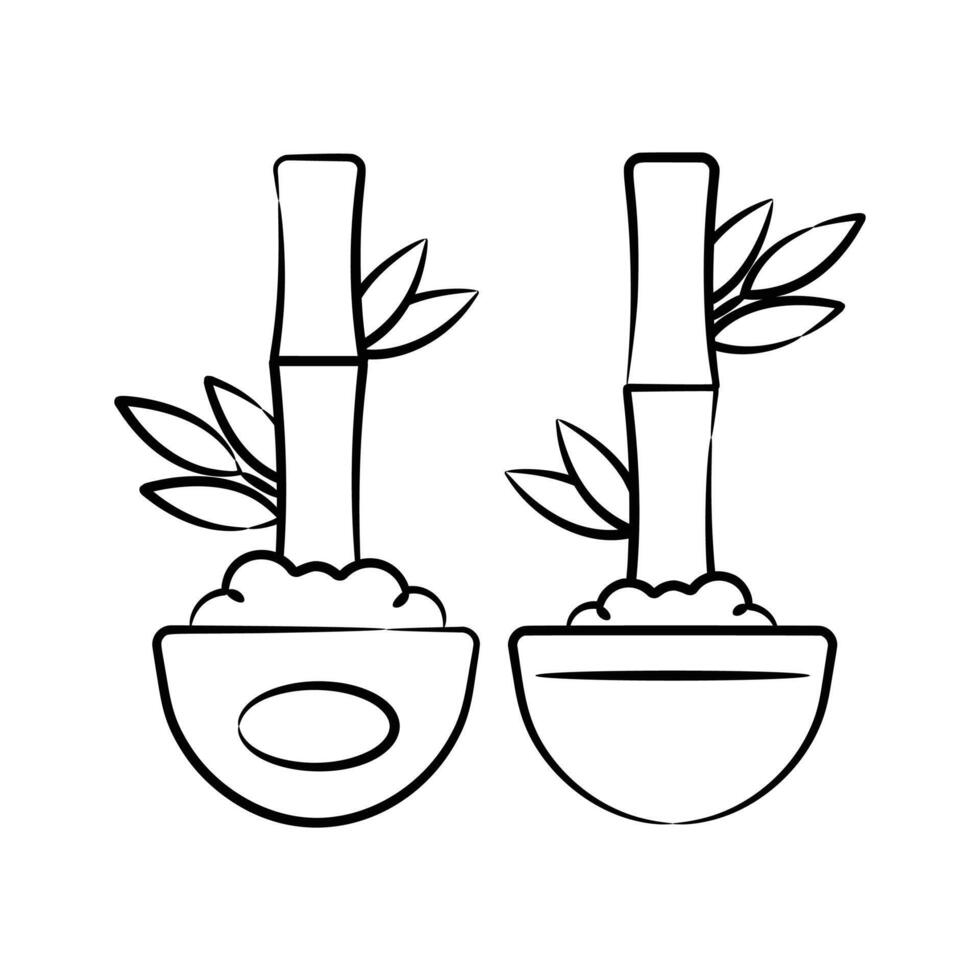 A handy sketchy style icon of bamboo sticks in pots vector