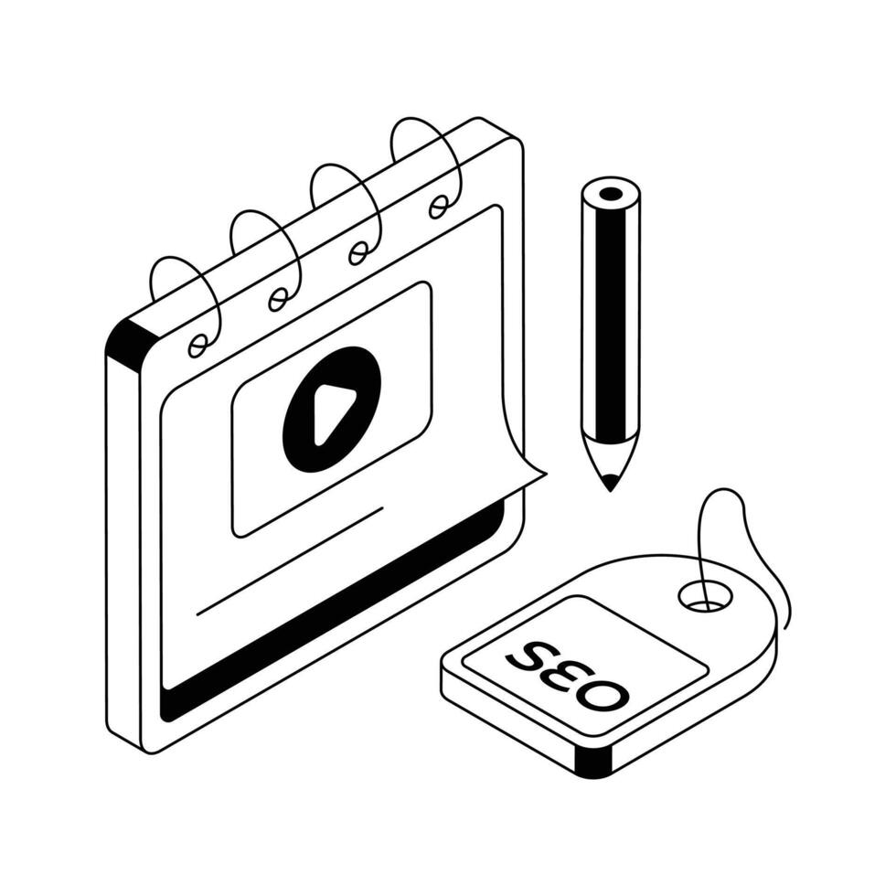 A modern isometric icon of seo plan process. vector