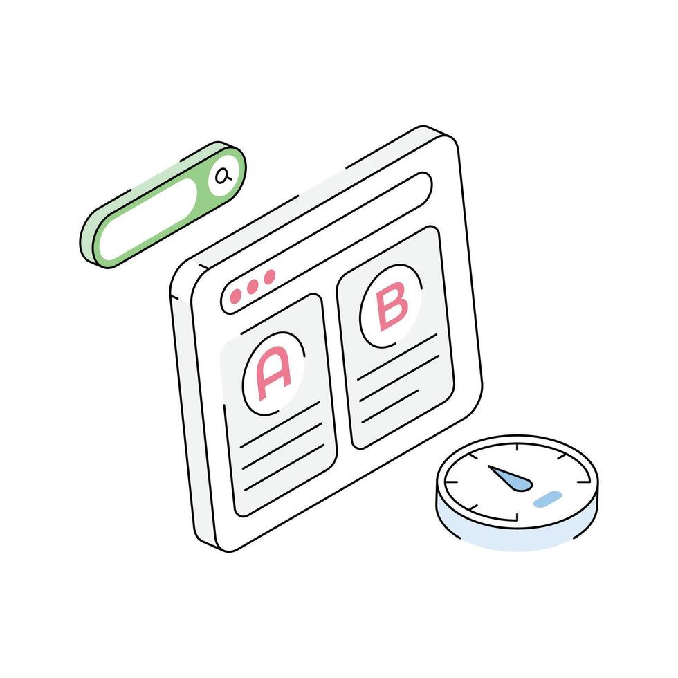 A stylish isometric icon of ab testing system vector