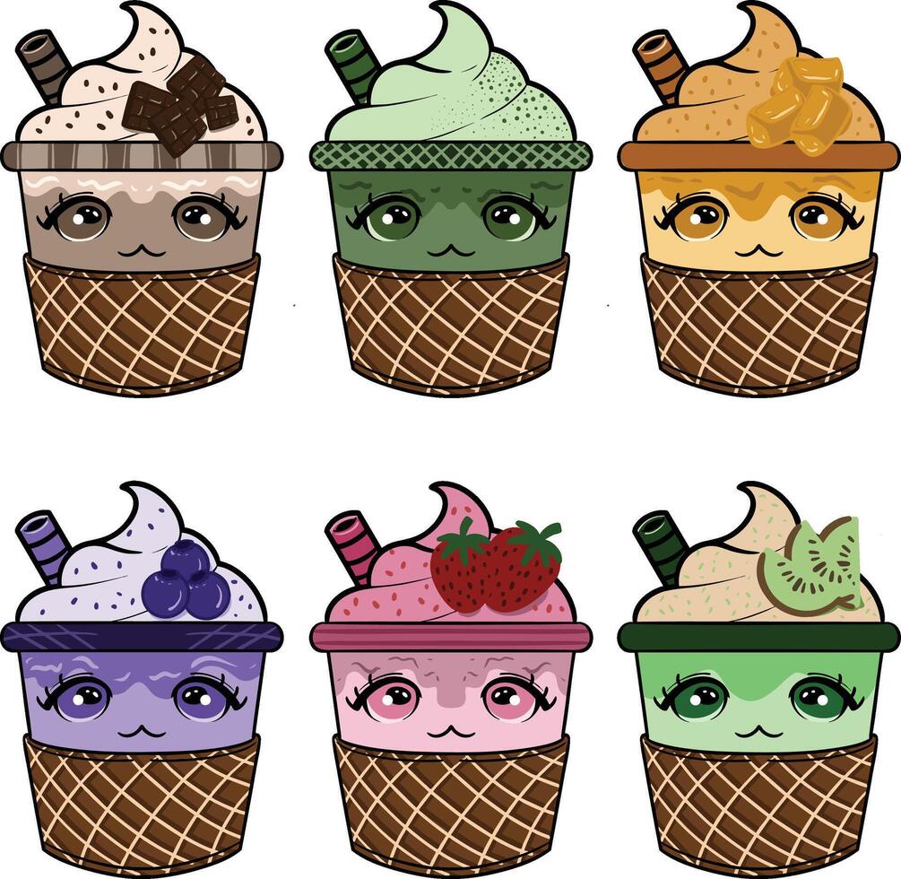 funny mixed ice with various flavors vector