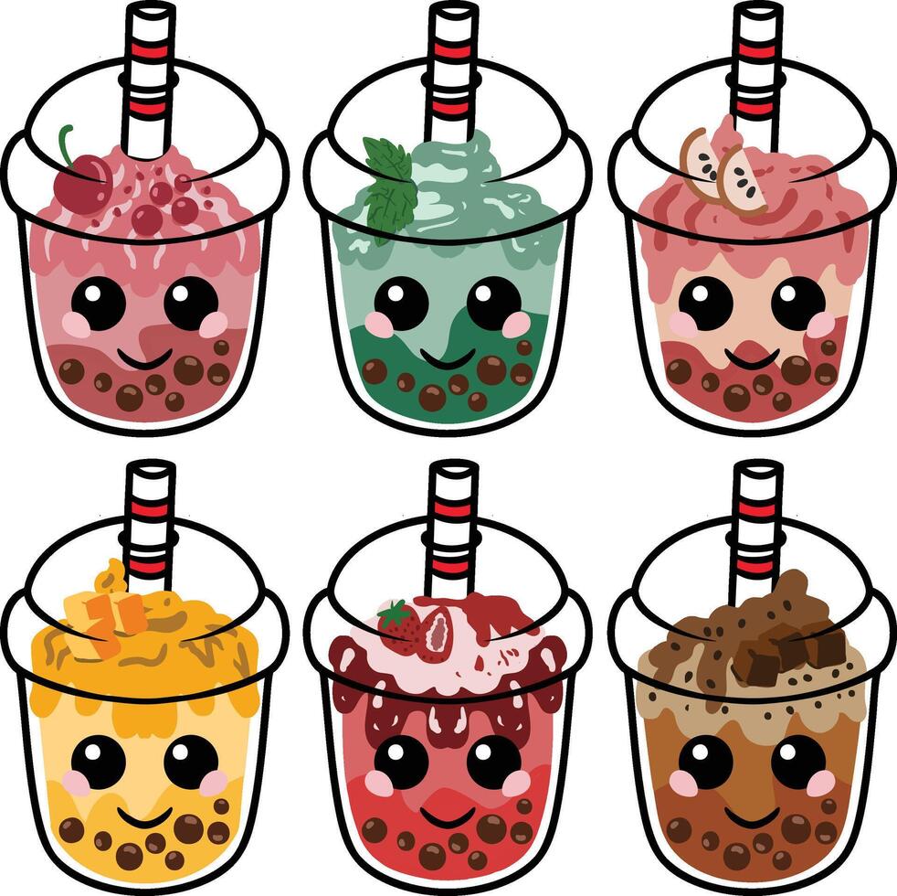 iced milkshake with added fresh fruit vector