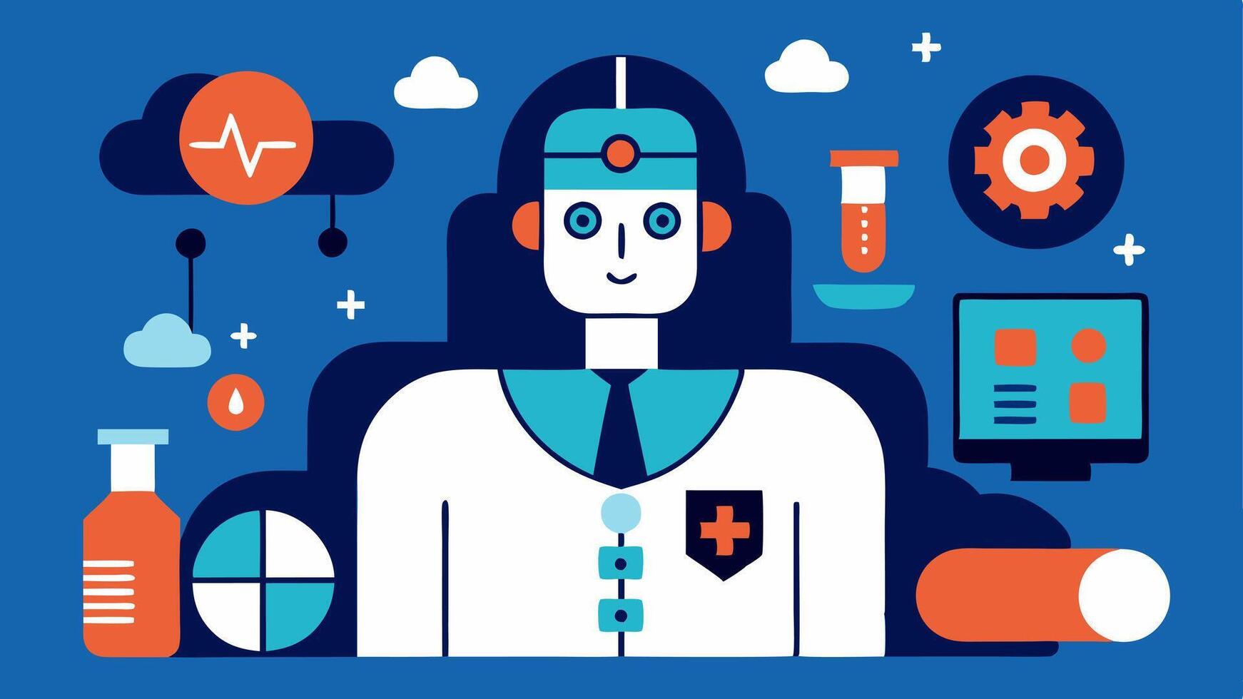 These illustrations can serve to visually communicate the innovative ways AI is transforming the healthcare landscape.. vector