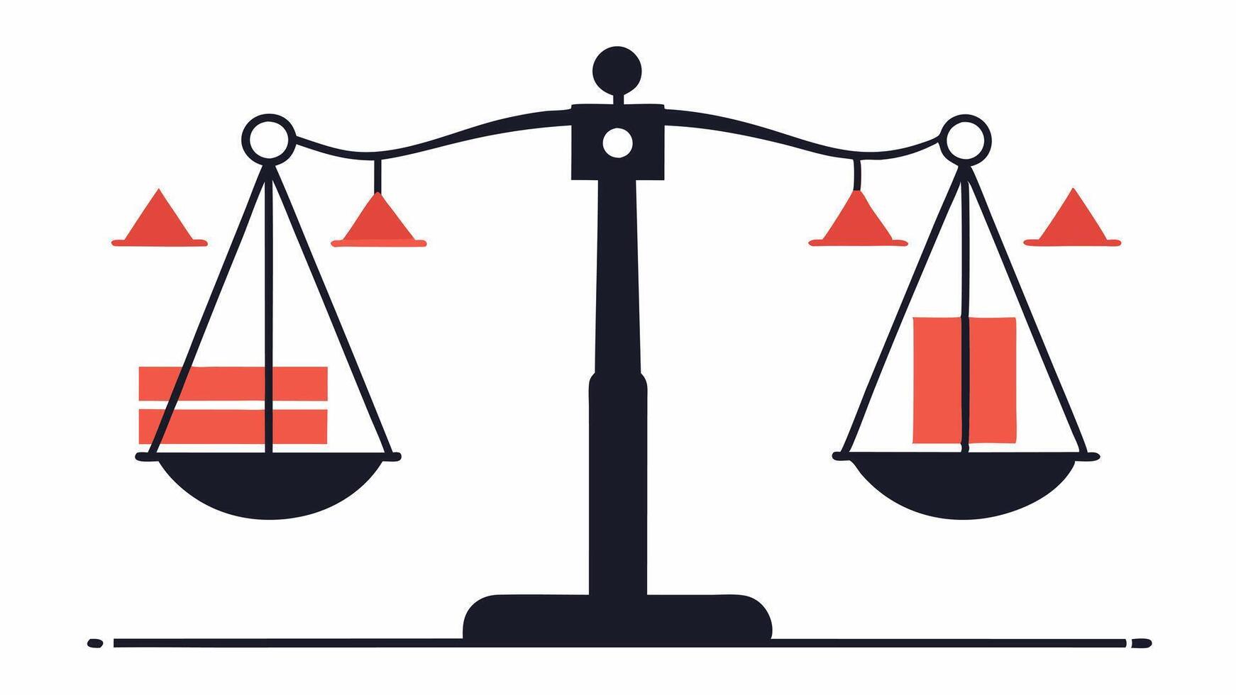 Scales of Justice A set of scales with biased news articles on one side and unbiased articles on the other the imbalance of information and its effect on public. vector