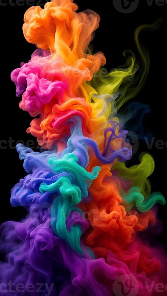 Colorful smoke is being created in the air photo