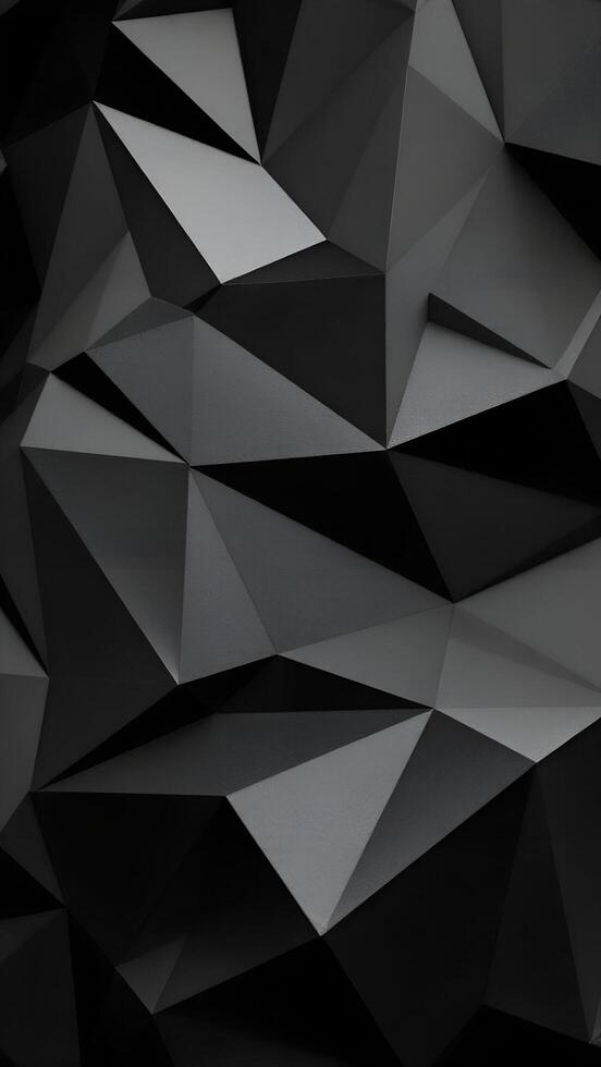 Black Abstract Background with Geometric Triangles Pattern photo