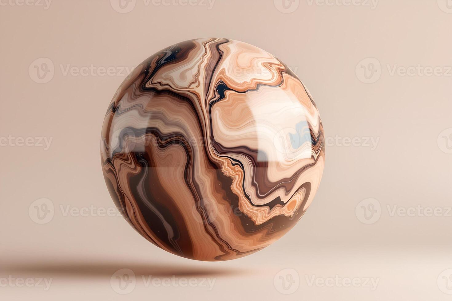 Floating 3D Marble Sphere on Soft Background photo