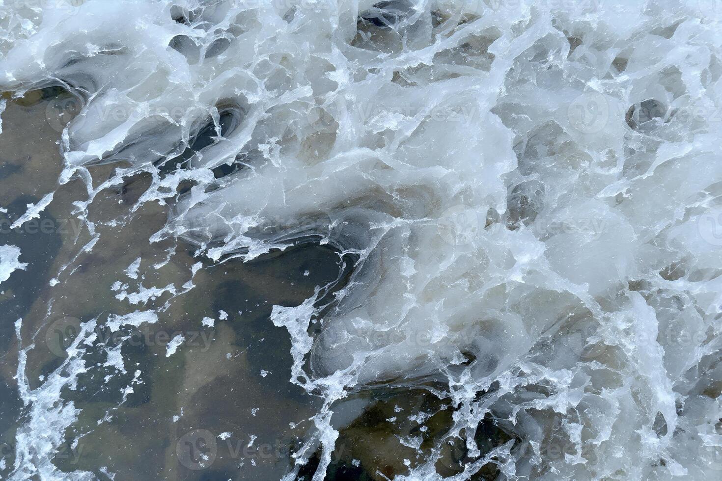 Winter Scene with Icy Marble Stone Background photo
