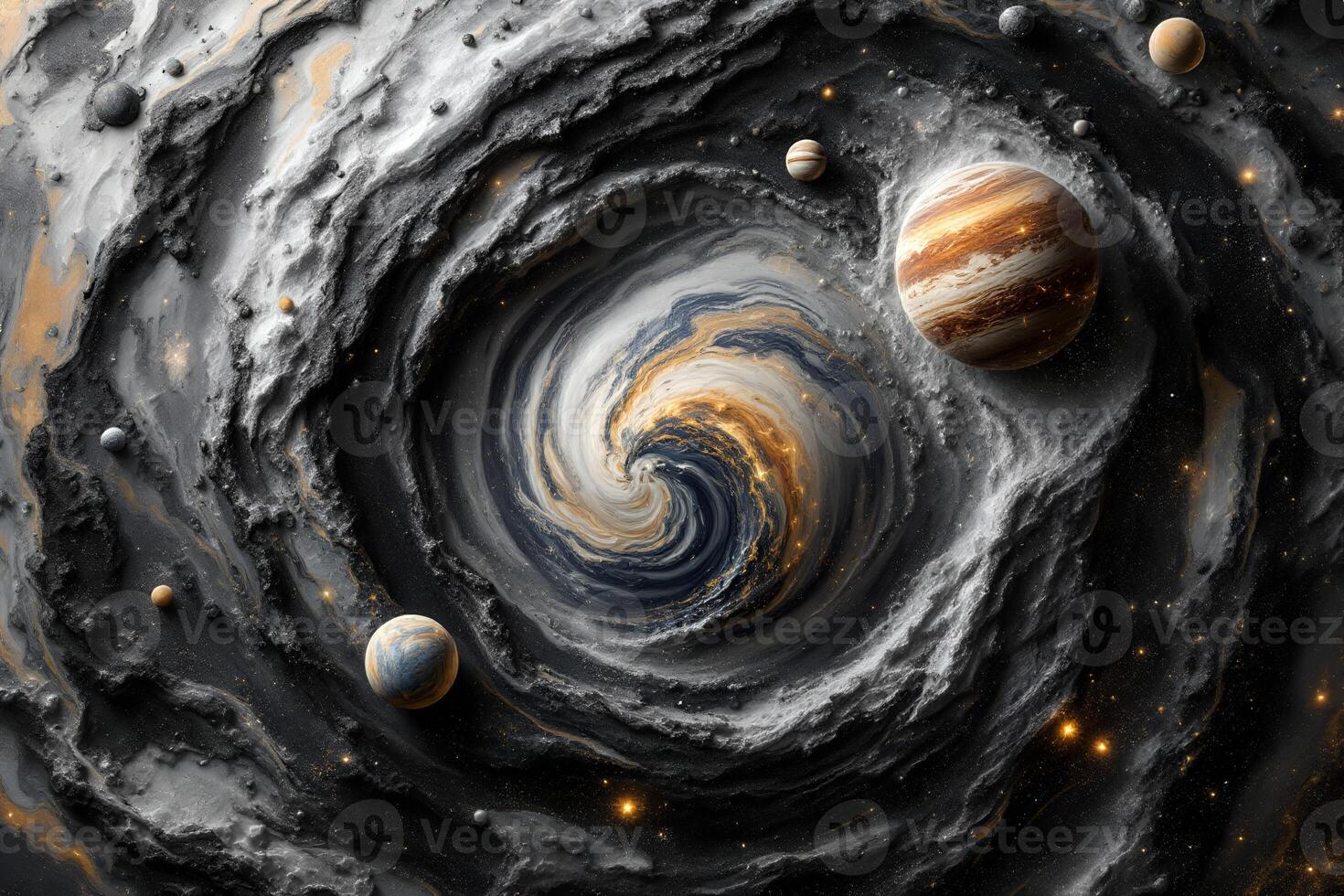Marbled Planet Surface with Swirling Crust photo