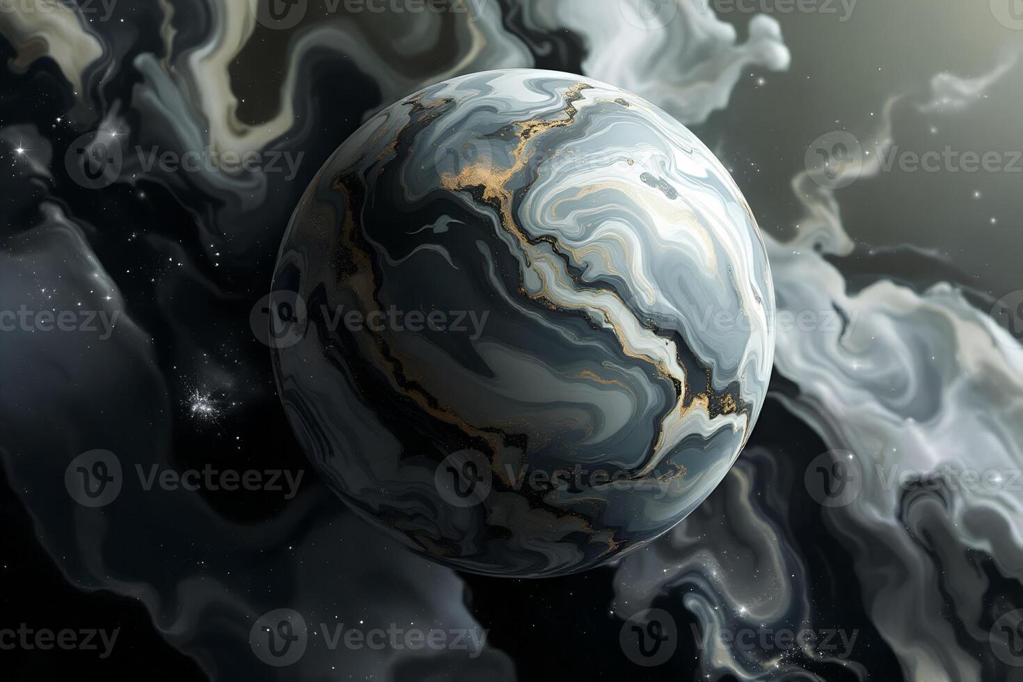 Planet Concept with Marble Swirling Crust photo