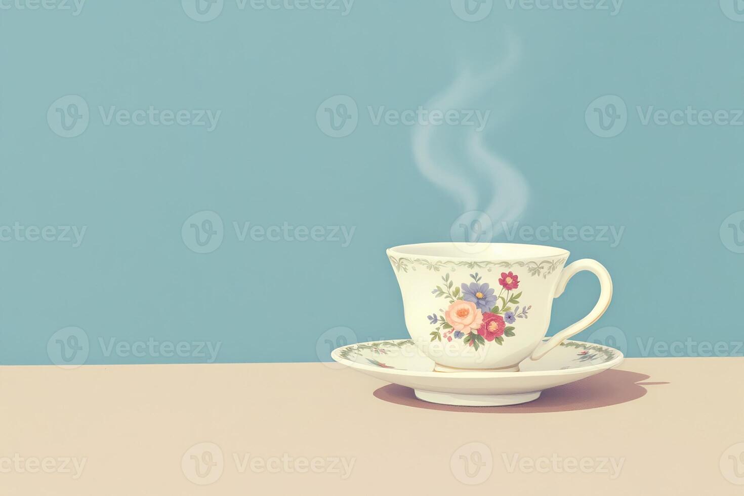cottagecore teacup with floral pattern image photo