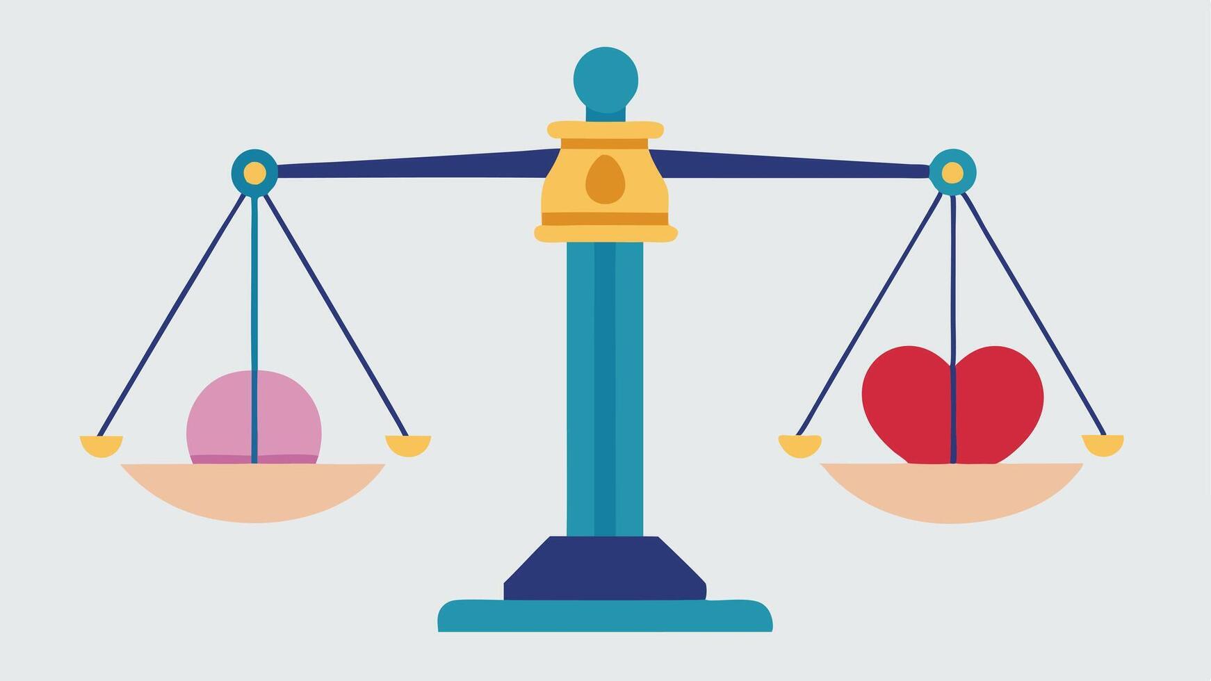 Scales of Justice A scale tipped heavily on one side with money bags labeled donations and the other side with a small sad heart symbol indicating imbalance and misuse of charity. vector