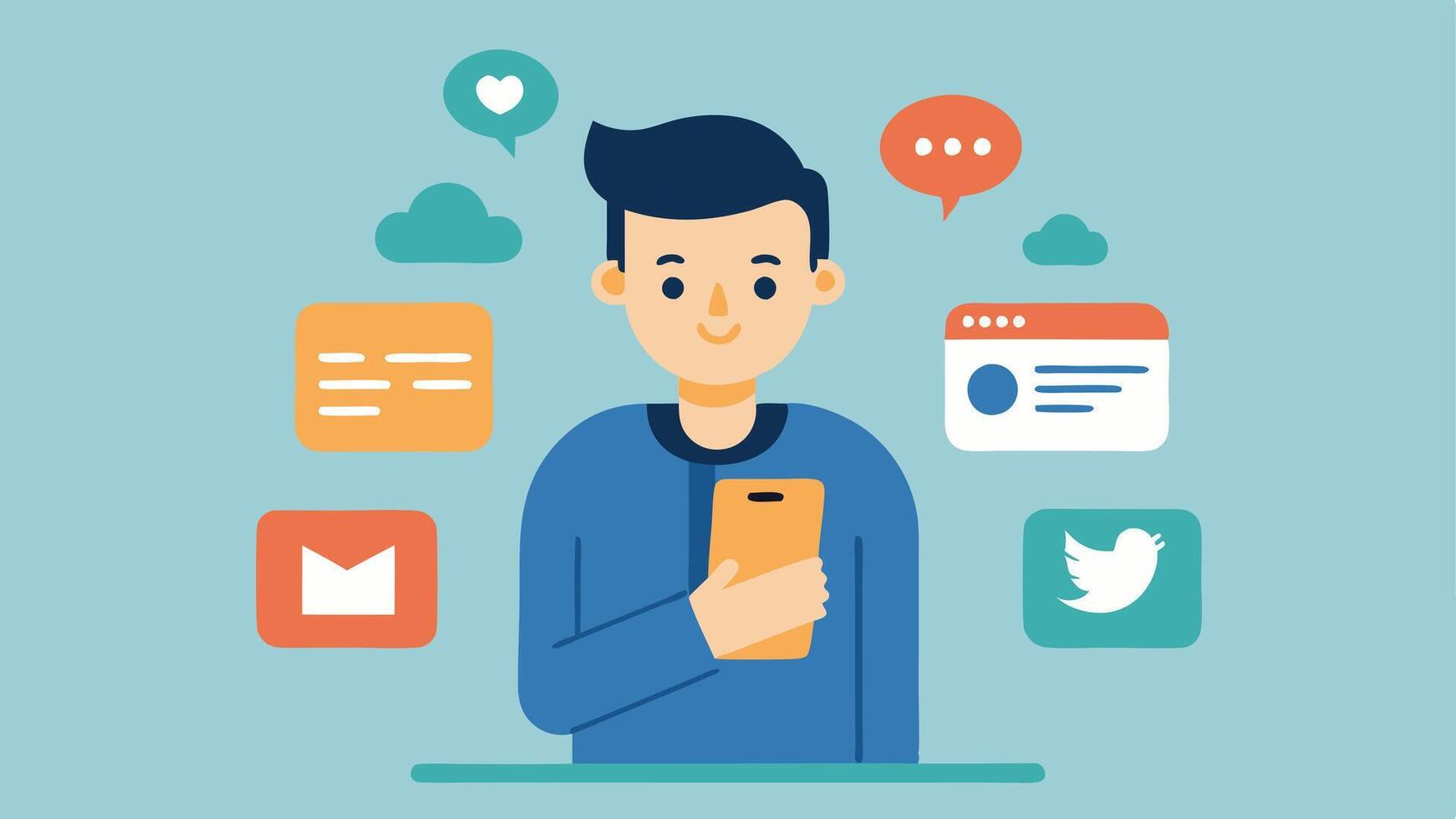 Social Media Engagement A small business owner engaged in managing social media accounts on their phone ing the importance of digital marketing during the pandemic.. vector