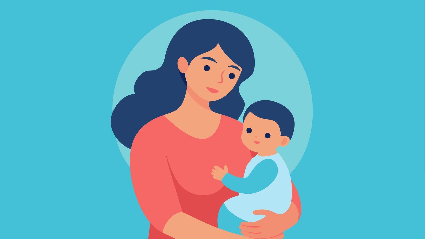 Single Parent with Child A mother holding her young childs hand tightly while cradling a baby in her arms showcasing determination and resilience.. vector