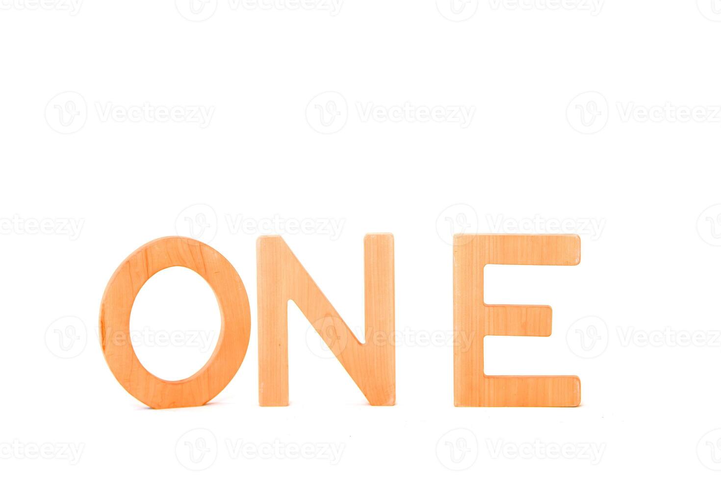 Wooden Letters O and E N are located one above the other. The image looks simple and minimalistic. photo