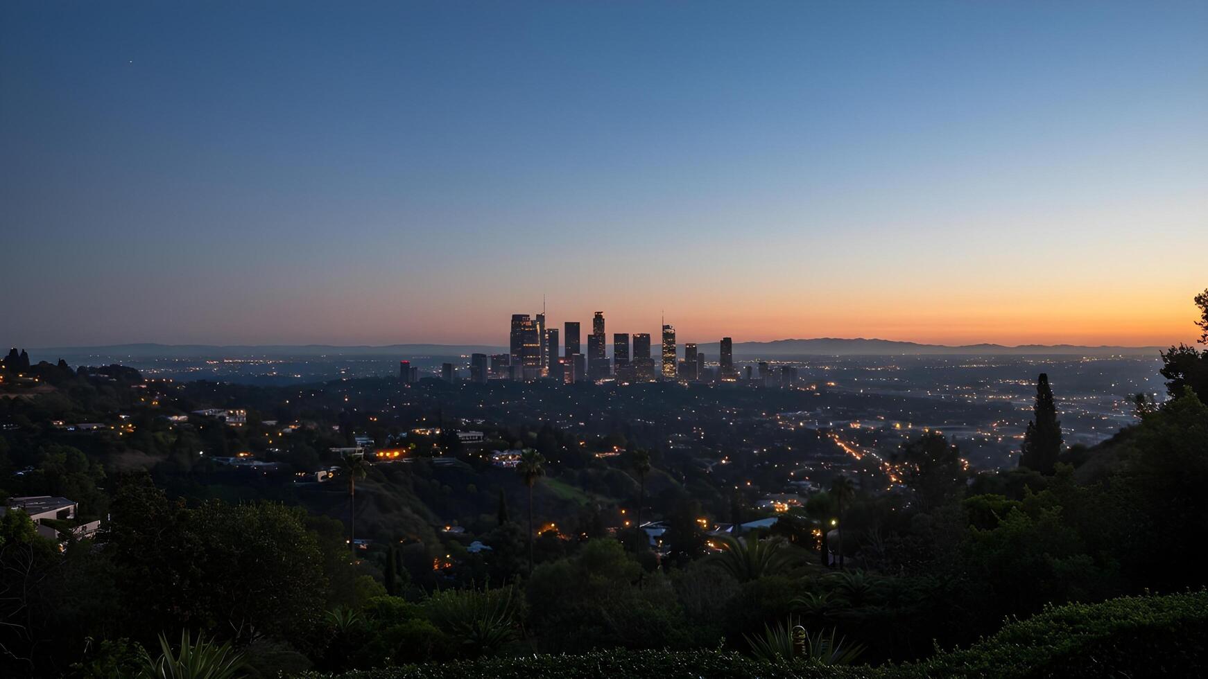 City skyline at dawn photo