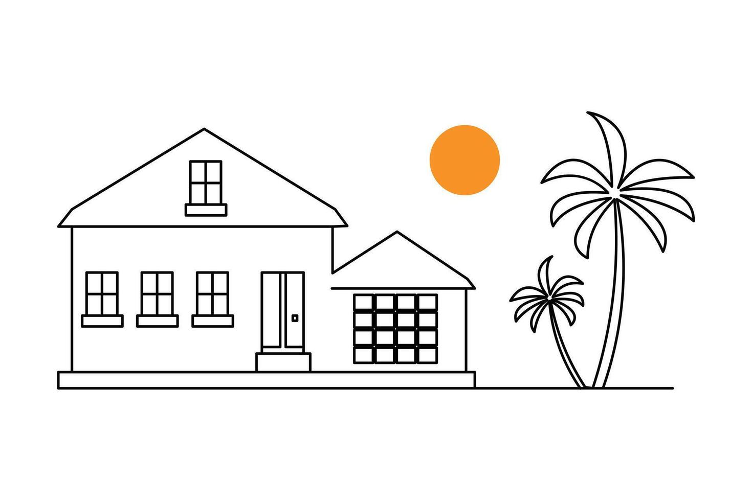 Single stroke house drawing in minimal art vector
