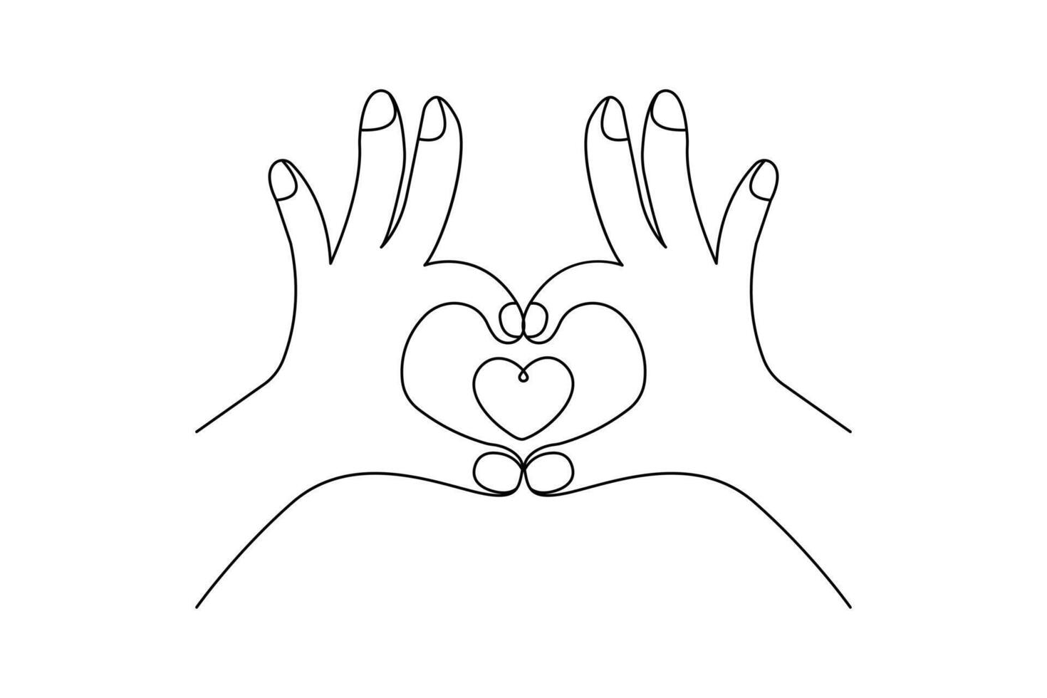 Simple one line heart icon in minimal outline style vector