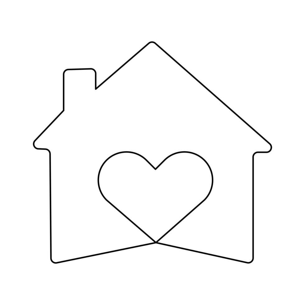 House outline with single line style vector