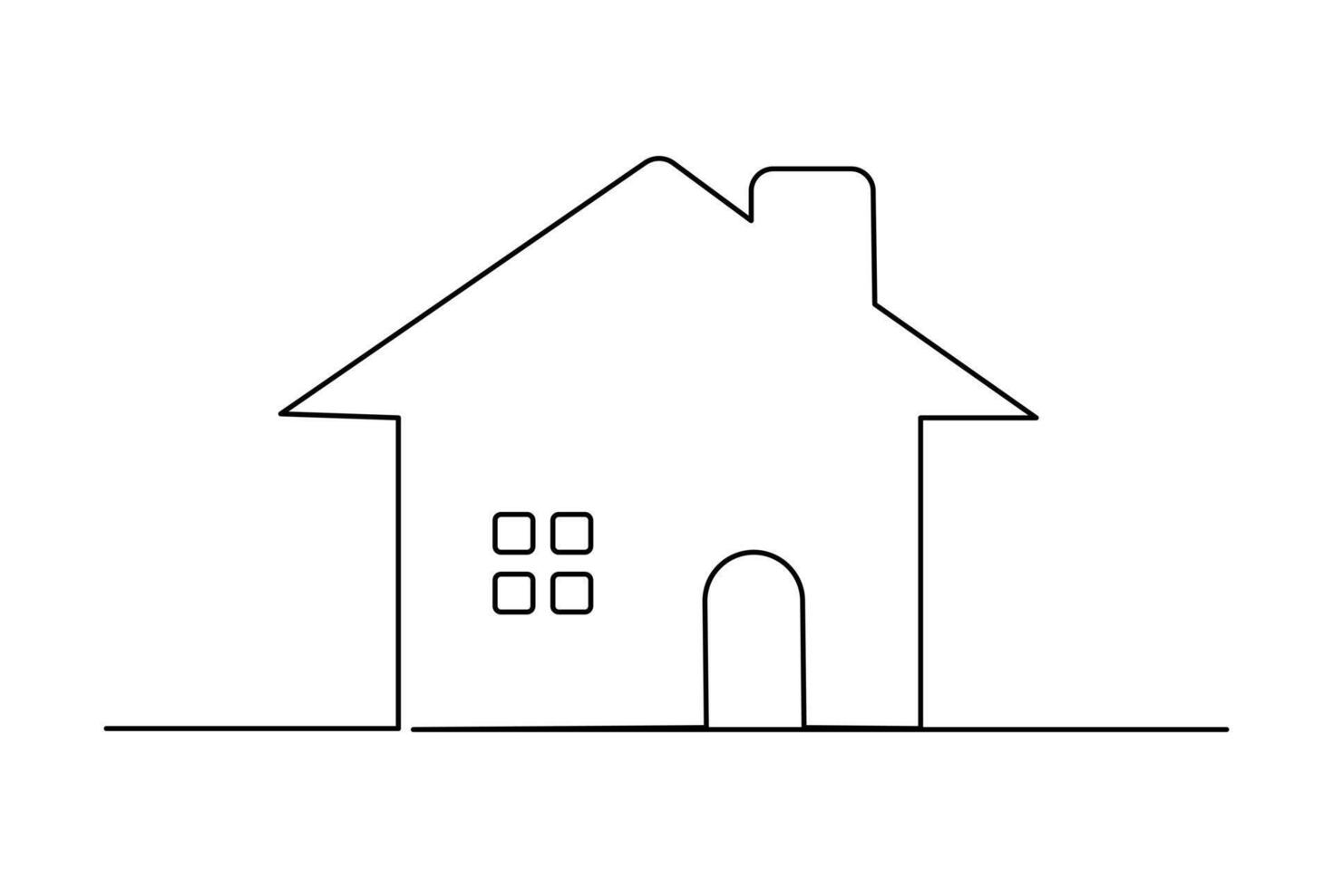 Minimalist one line drawing of a house icon vector