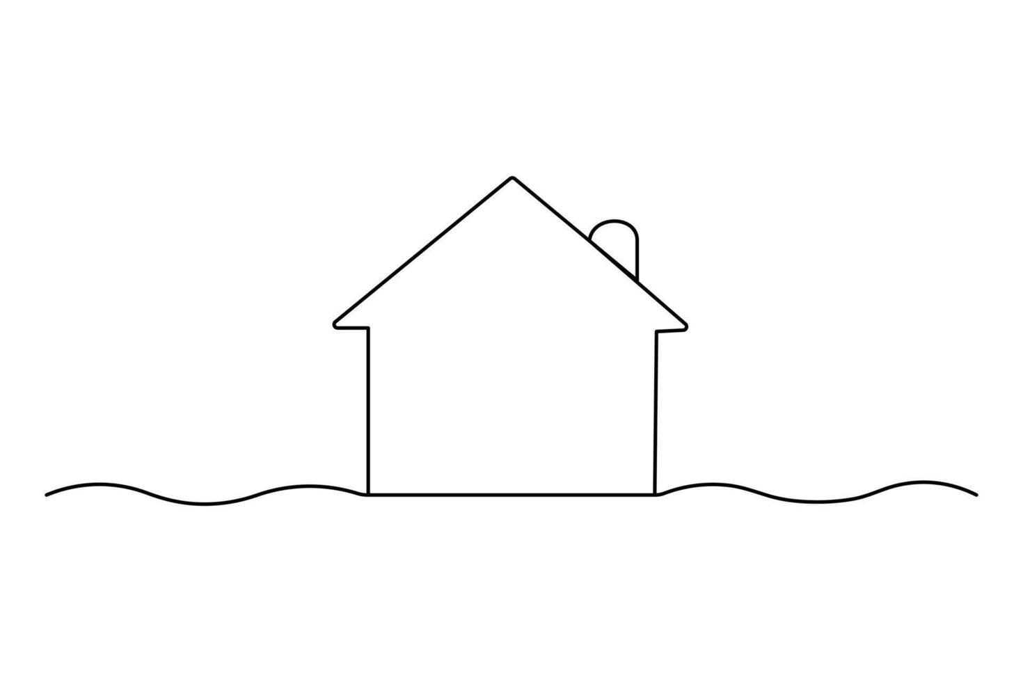 Modern house sketch in continuous line vector