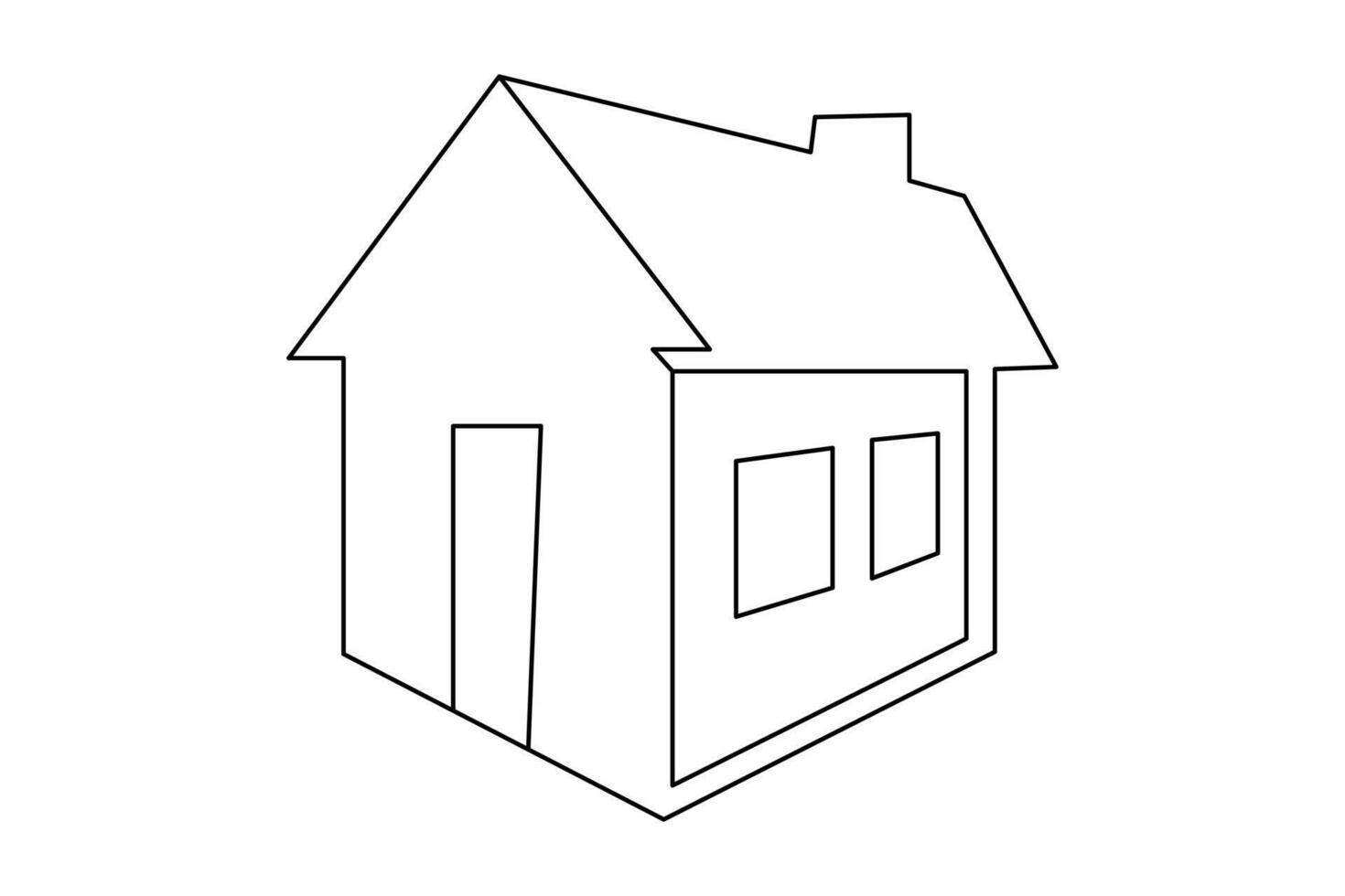 Simple house outline in one line drawing vector